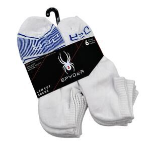 Spyder Low Cut White Blue 5 Pairs Socks Men’s Size 6-12